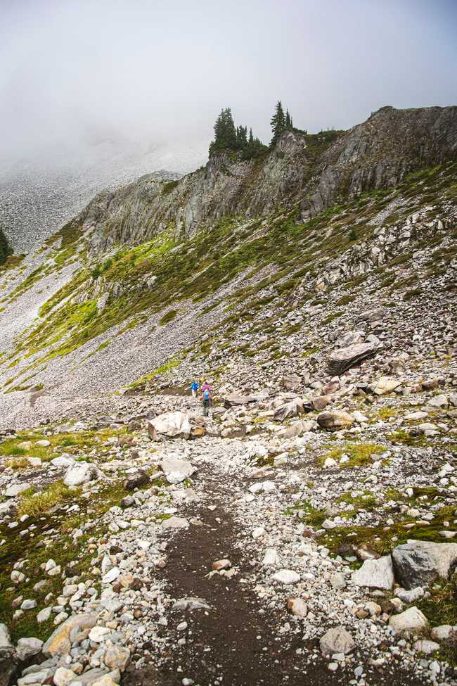 Rocky section of Chain Lakes Loop trail, where pikas can be spotted.