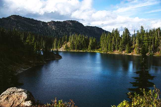 Chain Lakes loop trail, looking over Hayes lake.