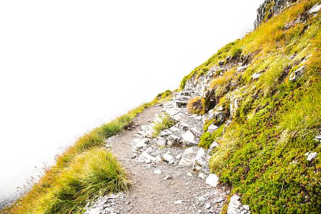 Chain lakes loop trail with fog